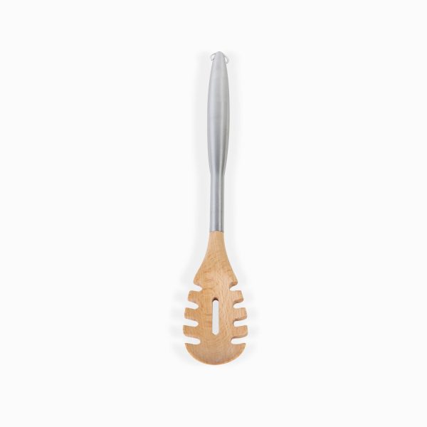 Cucharon pasta acero y bambu