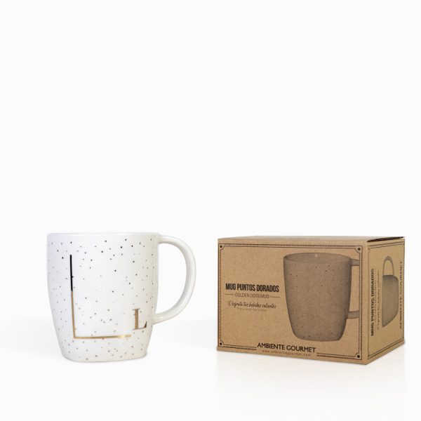 Mug l puntos dorado
