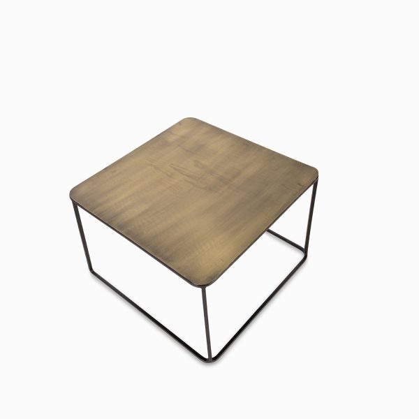 Set mesas cuadrada madera hierro fix - Imagen 2