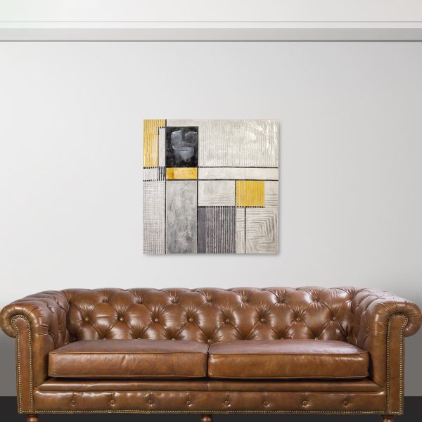 Cuadro puzzle amarillo-gris 100x100x3 - Imagen 2