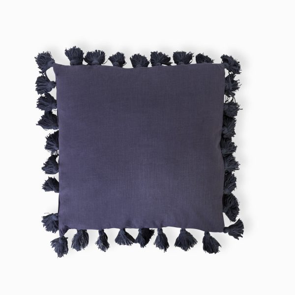 Cojin borlas gris-azul 60x60cm
