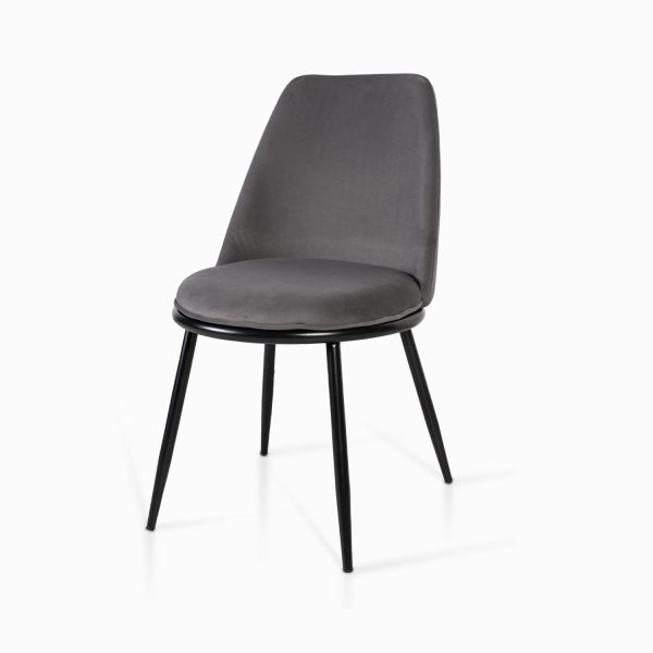 Silla comedor redonda negra velvet gris