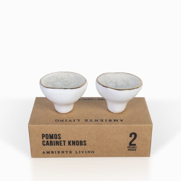 Pomo roca blanca set x 2