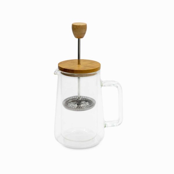 Cafetera prensadora doble pared tapa bambu 350ml - Imagen 2