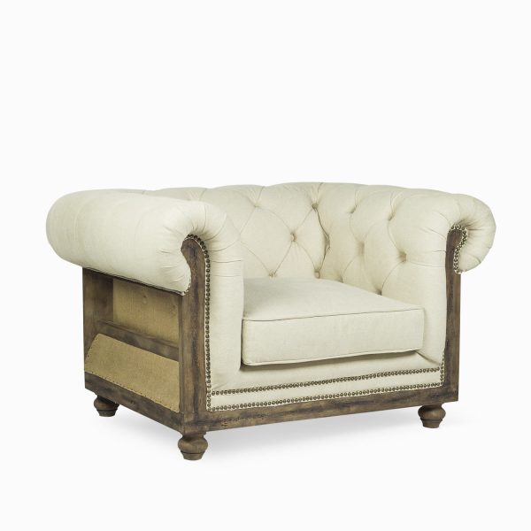 Sillón lino yute capitoneado - Imagen 2