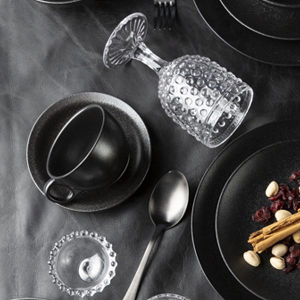 Pocillo y plato negro mate setx4 - Imagen 2