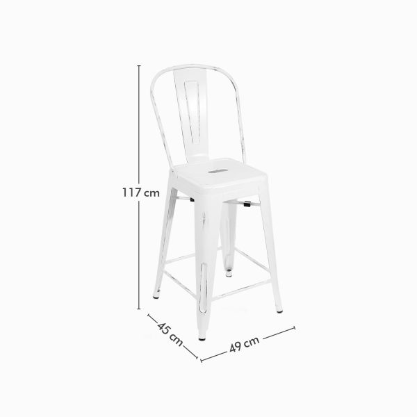 Silla bar industrial blanca - Imagen 2