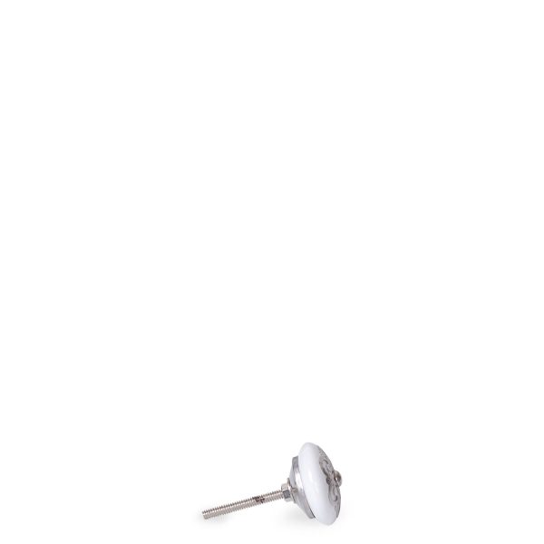 Pomo ceramica blanco metal plata - Imagen 2