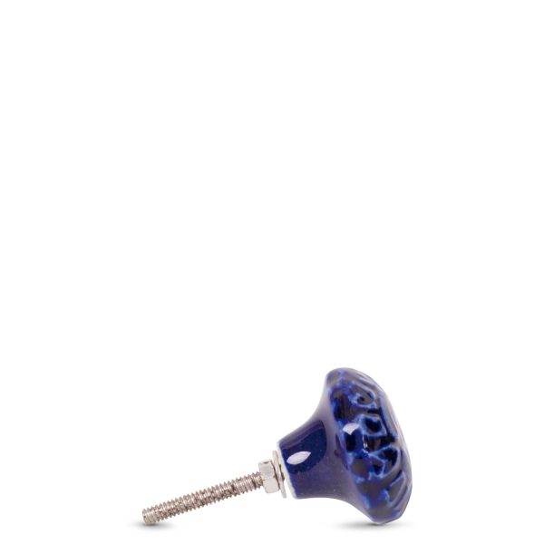 Pomo cerámica azul grabado Pomo ceramica azul grabado