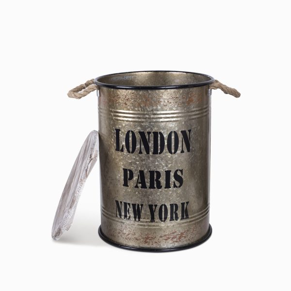 Caneca redonda con tapa 47x33x33 - Imagen 2