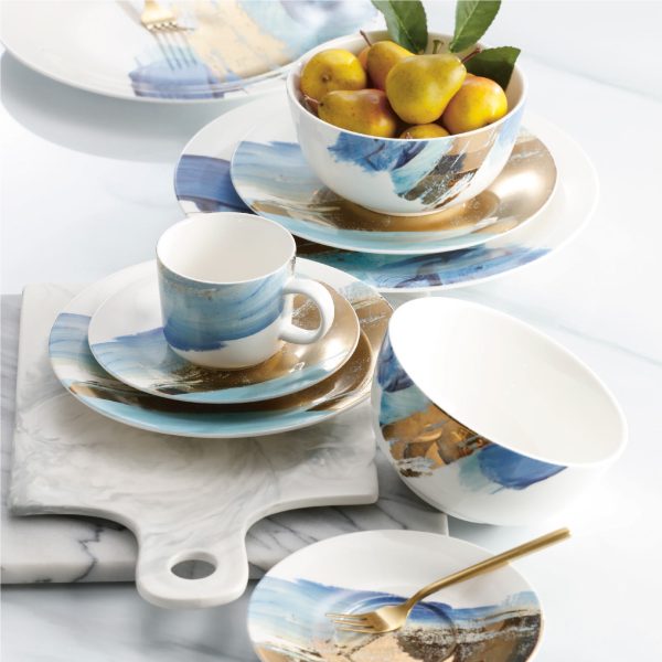Plato mediano acuarela oro turquesa 20 cm - Imagen 2
