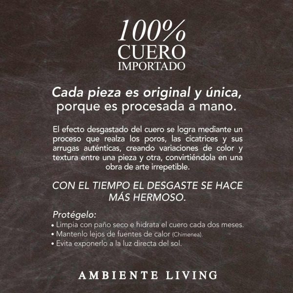 Silla lineas hierro y cuero 80x54x72 cm - Imagen 2