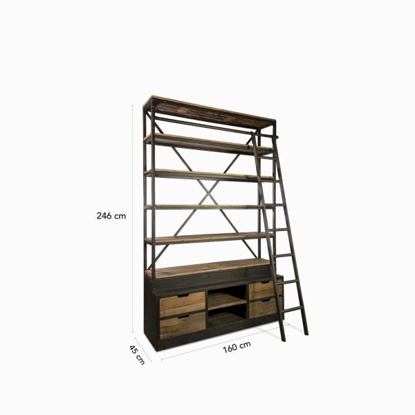 Biblioteca doble con escalera - Imagen 3