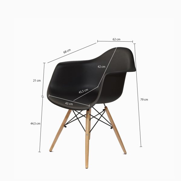 Silla con brazos James negra - Imagen 2