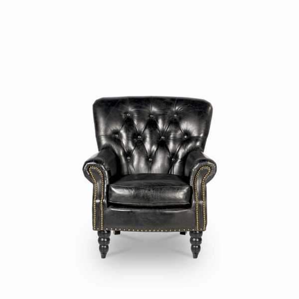 Silla de cuero Capitoneada negra