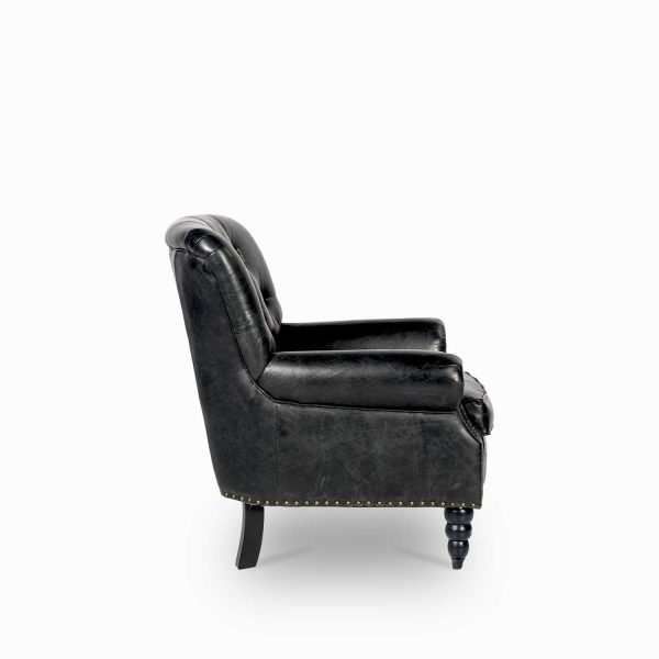 Silla de cuero Capitoneada negra - Imagen 5