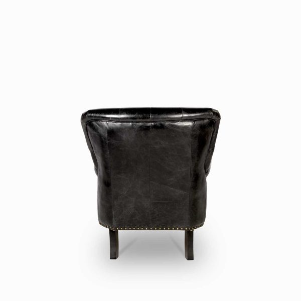 Silla de cuero Capitoneada negra - Imagen 6