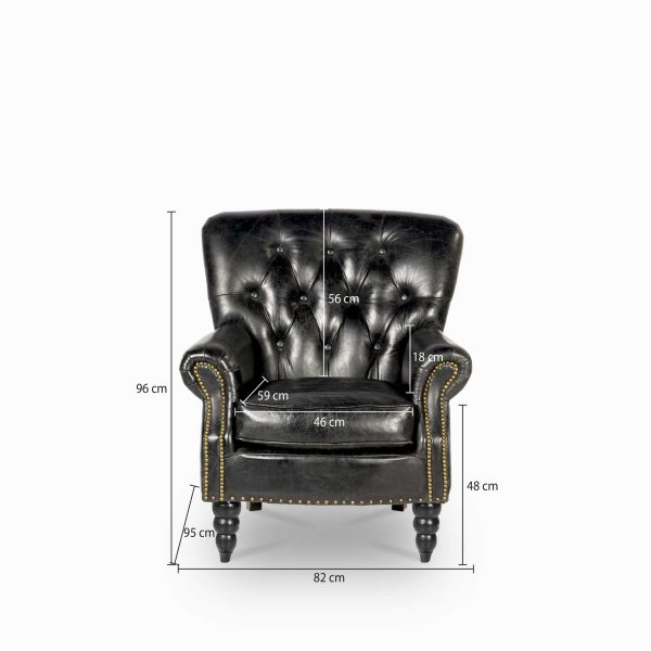 Silla de cuero Capitoneada negra - Imagen 3