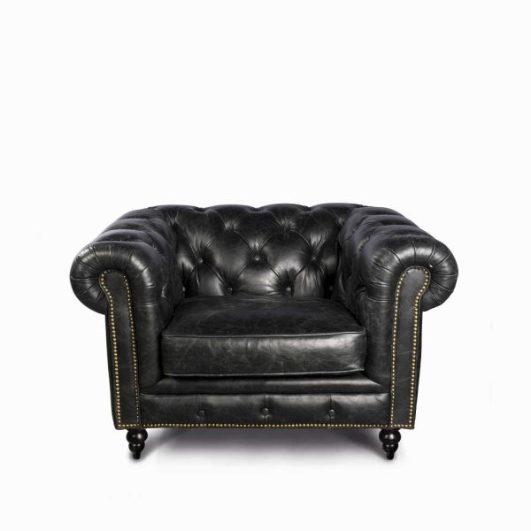 Sillón Cuero Capitoneado negro
