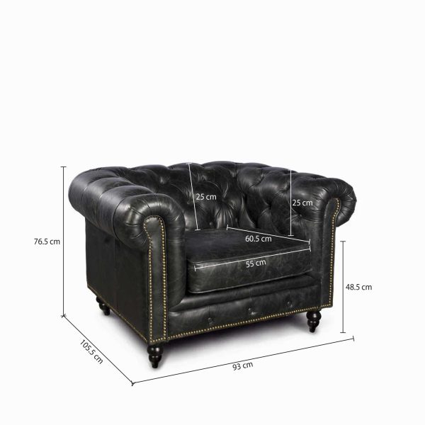 Sillón Cuero Capitoneado negro - Imagen 3