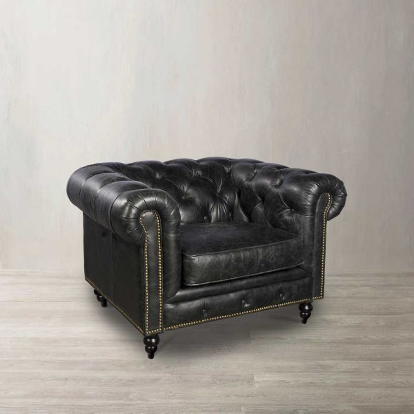 Sillón Cuero Capitoneado negro - Imagen 2