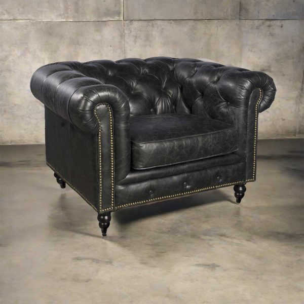 Sillón Cuero Capitoneado negro - Imagen 4