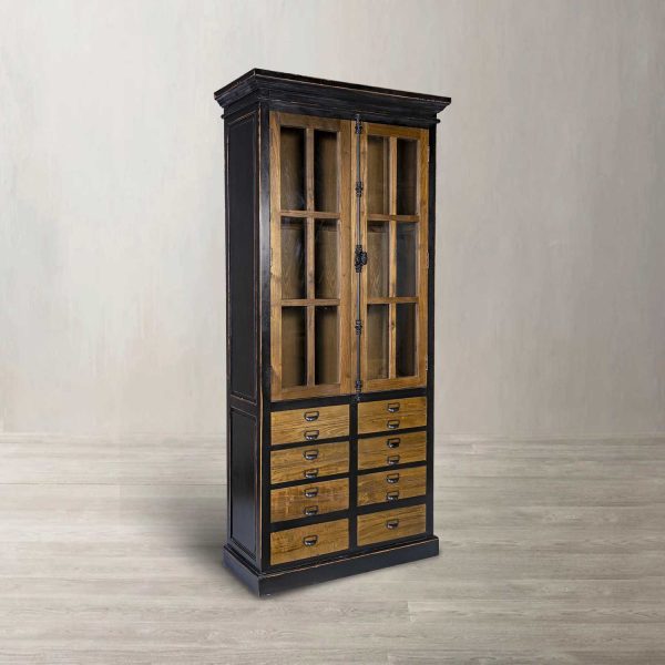 Vitrina negra cajones madera - Imagen 2