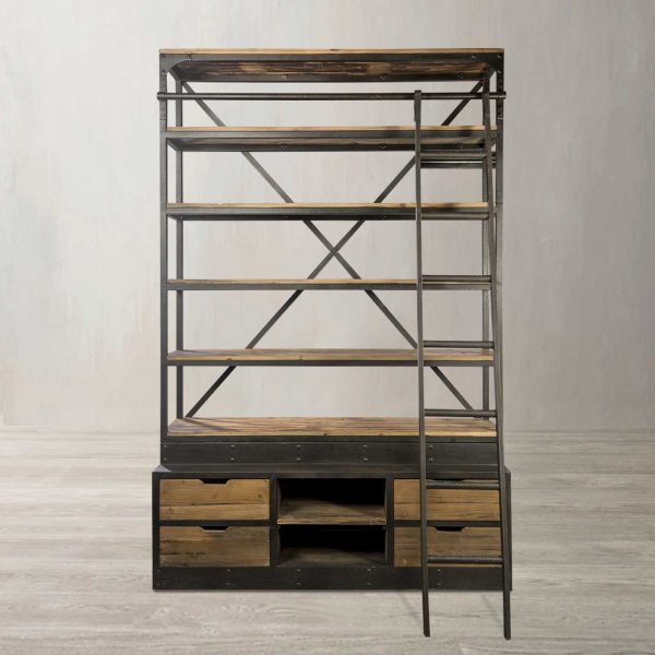 Biblioteca doble con escalera - Imagen 2
