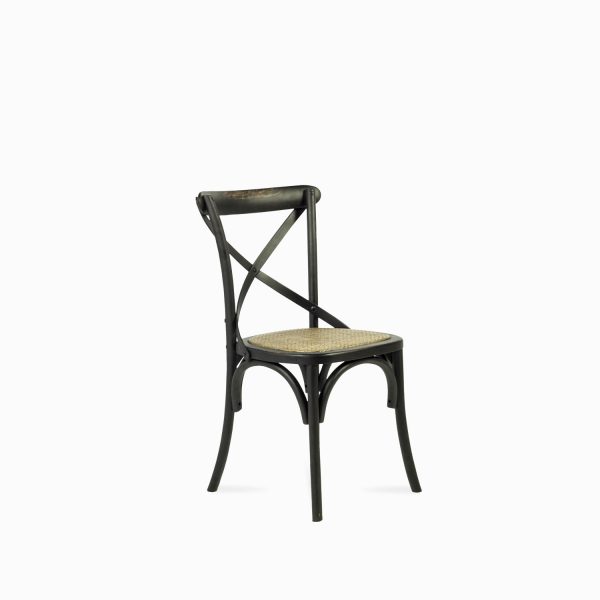 Silla negra en X tejida