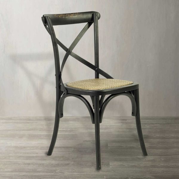 Silla negra en X tejida - Imagen 2