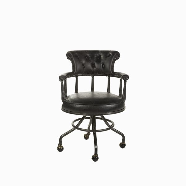 Silla de escritorio en cuero negro - Imagen 4