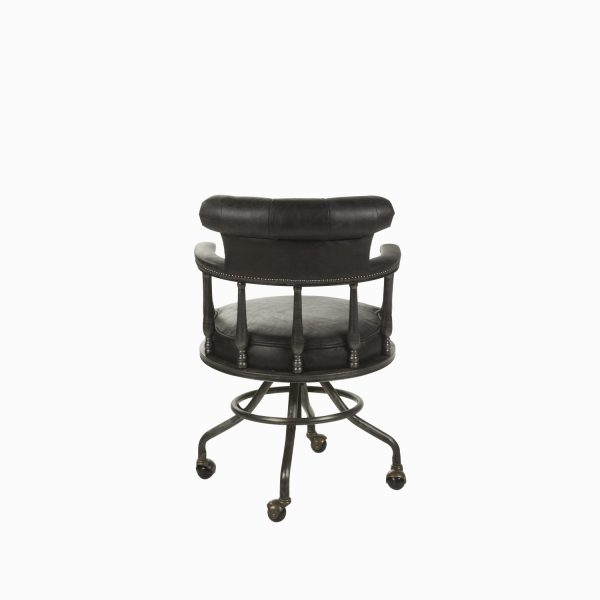 Silla de escritorio en cuero negro - Imagen 5