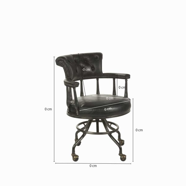 Silla de escritorio en cuero negro - Imagen 3