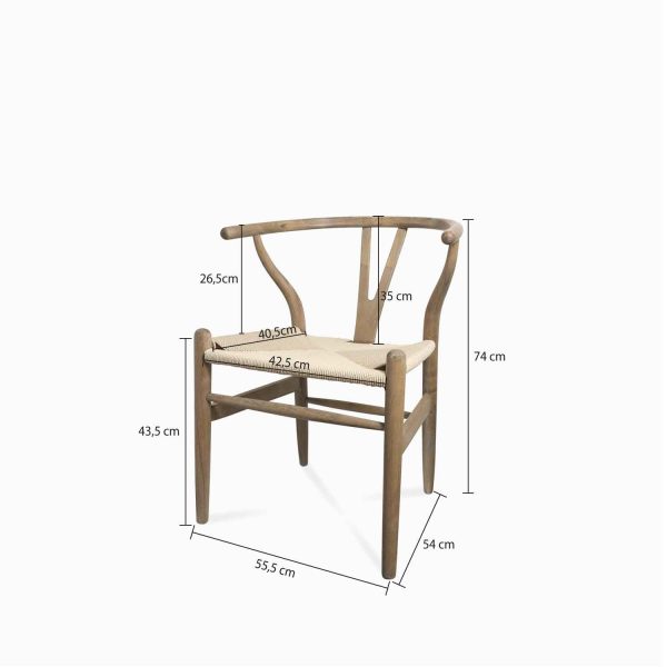 Silla beige con madera V - Imagen 3