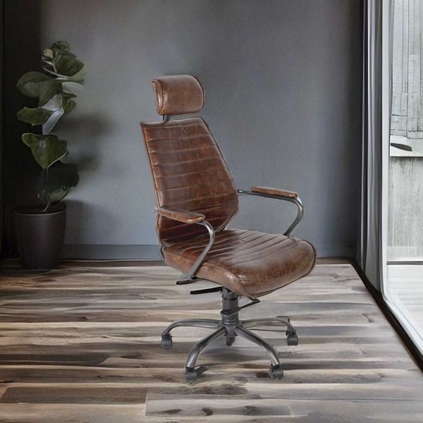 Silla de escritorio Cuero café - Imagen 4