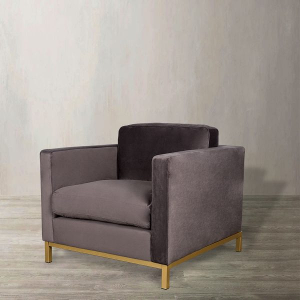 Poltrona Sorensen en velvet gris - Imagen 2