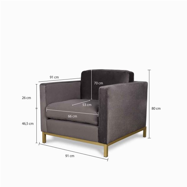 Poltrona Sorensen en velvet gris - Imagen 3