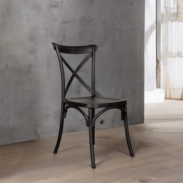 Silla X negra en plástico apilable - Imagen 4