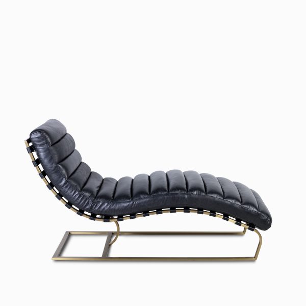 Silla cuero Relax negra pata dorada