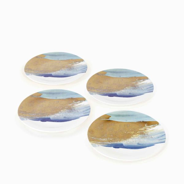Plato acuarela oro turquesa 20 cm set x4 - Imagen 2