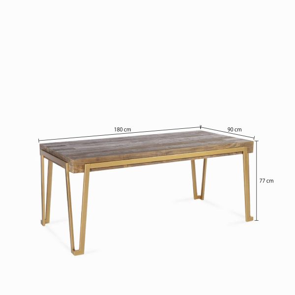 Mesa comed pata dorado alred 77x180x90cm - Imagen 3