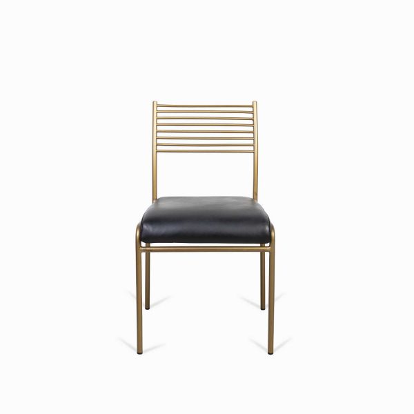 Silla Líneas Doradas en cuero negro