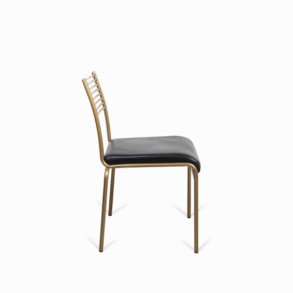 Silla Líneas Doradas en cuero negro - Imagen 4