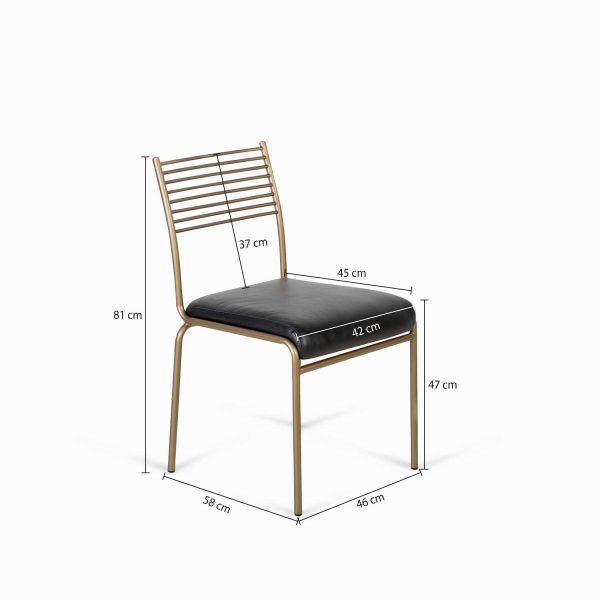 Silla Líneas Doradas en cuero negro - Imagen 3