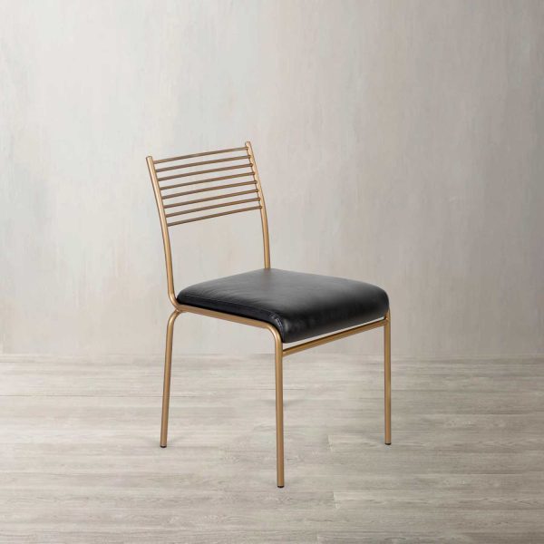 Silla Líneas Doradas en cuero negro - Imagen 2