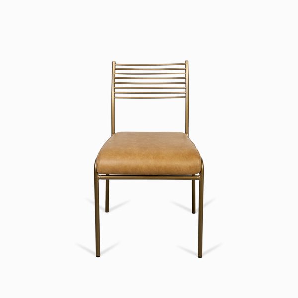Silla Líneas doradas en cuero cognac