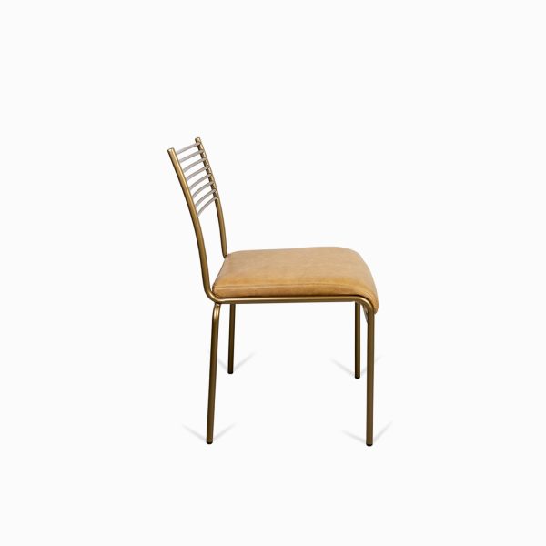 Silla Líneas doradas en cuero cognac - Imagen 4
