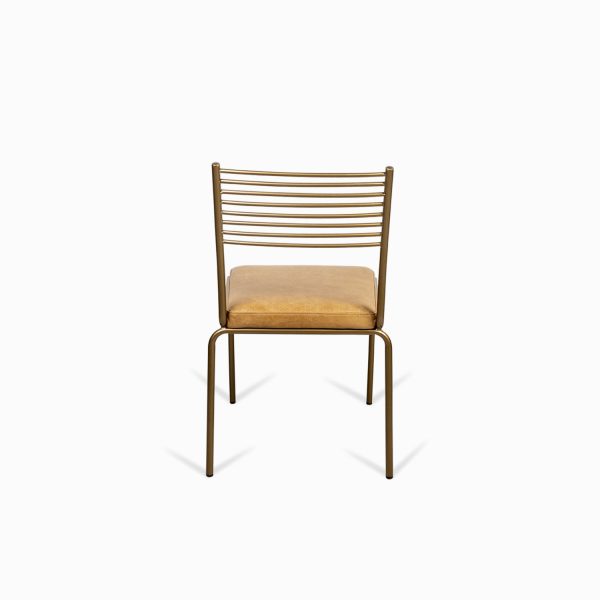 Silla Líneas doradas en cuero cognac - Imagen 5