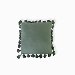 Cojín Borlas Verde