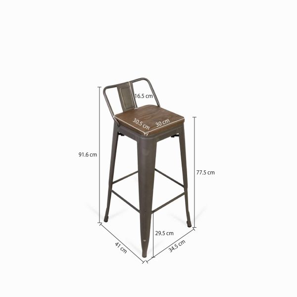 Silla bar industrial madera gun - Imagen 3